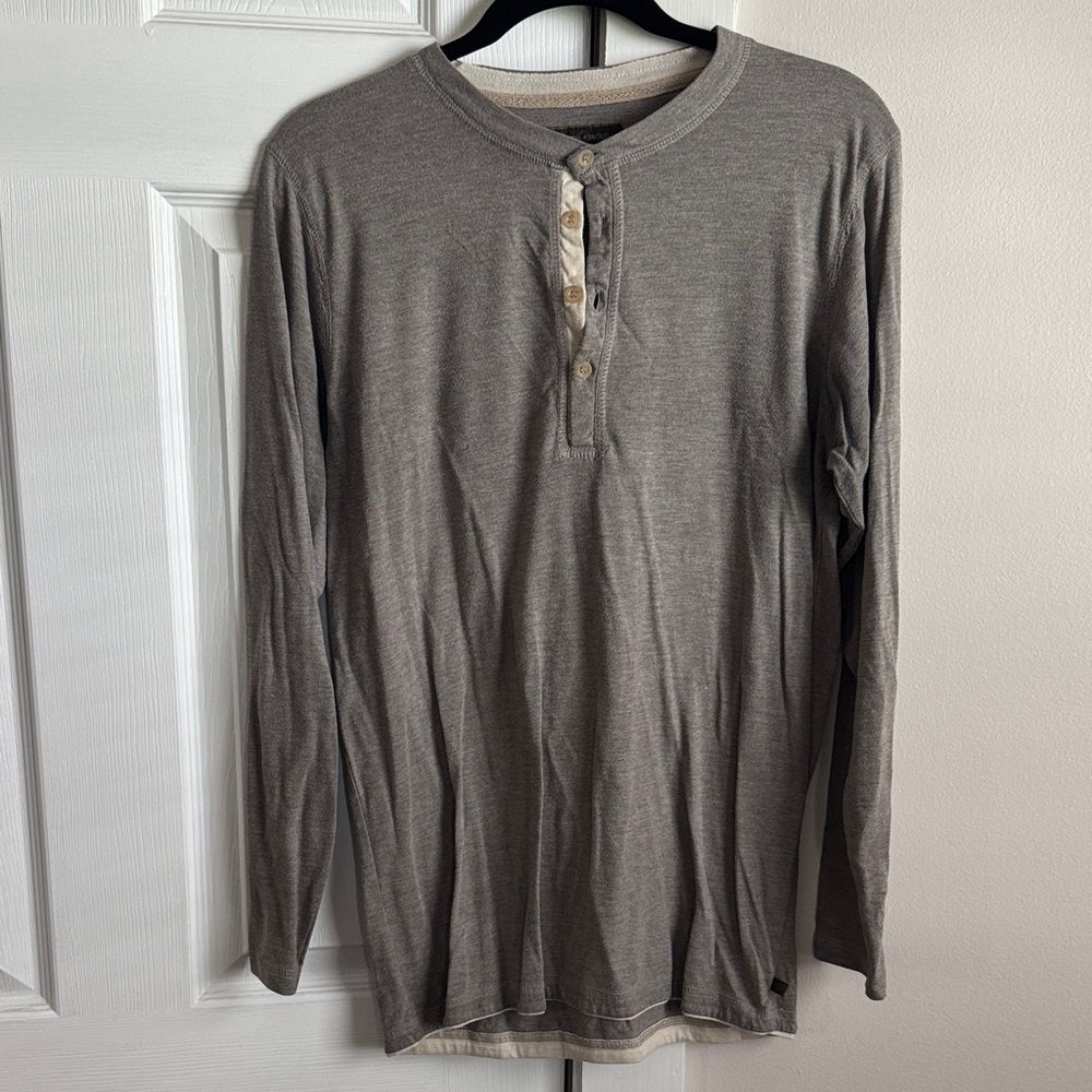 Joseph Abboud Taupe Long Sleeve Henley Shirt